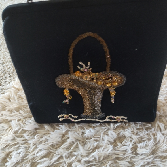 Chic Black and Gold Embellished Women's Shoulder Bag - Picture 2 of 2